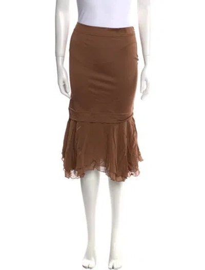 Pre-owned Tom Ford Ruffle Embellishment Knee-length Skirt In Brown