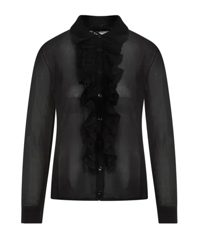 Tom Ford Ruffle-panel Long-sleeve Shirt In Black