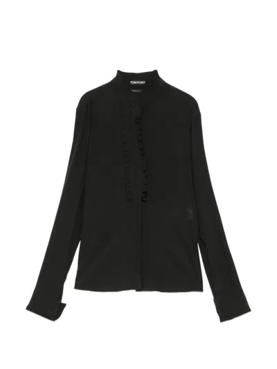 Tom Ford Ruffle Shirt In Black