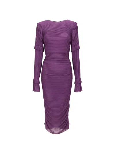 Tom Ford Ruffled Ruched Midi Dress In Purple
