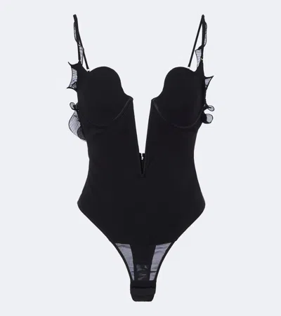 Tom Ford Ruffled Silk Bodysuit In Black