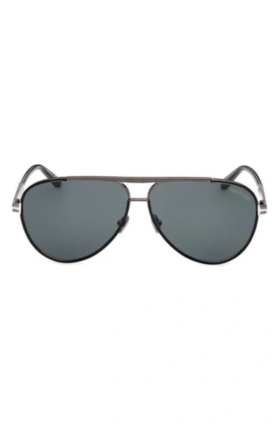 Tom Ford Rupert 63mm Pilot Sunglasses In Transparent