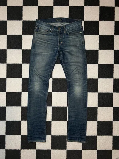 Pre-owned Tom Ford Rustic Skinny Jeans In Blue