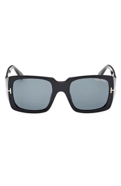 Tom Ford Ryder-02 51mm Square Sunglasses In Shiny Black/blue