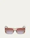 Tom Ford Ryder-02 Gradient Square Transparent Acetate Sunglasses In Brown