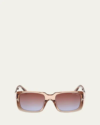Tom Ford Ryder-02 Gradient Square Transparent Acetate Sunglasses In Brown