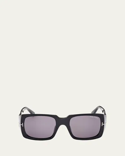 Tom Ford Ryder-02 W Ft1035-n 01a Rectangle Sunglasses In Shiny Black