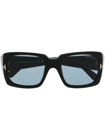 Tom Ford Ryder 02 Square-frame Sunglasses In 01v Nero Lucido / Blu