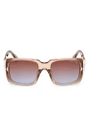 Tom Ford Gradient Square Transparent Acetate Sunglasses In Shiny Champagne/brown Blue