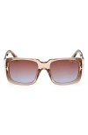 Tom Ford Gradient Square Transparent Acetate Sunglasses In Shiny Champagne/brown Blue