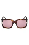 Tom Ford Ryder-02 W Ft1035 52y Square Sunglasses In Shiny Tokyo Tortoise/rose