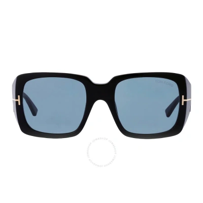 Tom Ford Ryder Blue Sport Ladies Sunglasses Ft1035 01v 51 In Black / Blue