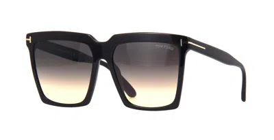 Pre-owned Tom Ford Sabrina-02 Ft 0764 Black/grey Shaded (01b) Sunglasses