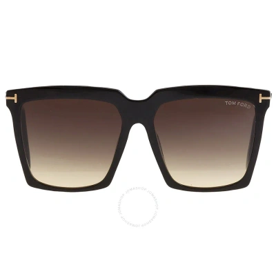 Tom Ford Sabrina Smoke Gradient Square Ladies Sunglasses Ft0764 01b 58 In Multi-color