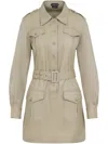 Tom Ford Pale Sage Beige Cotton Safari Mini Dress In Neutrals