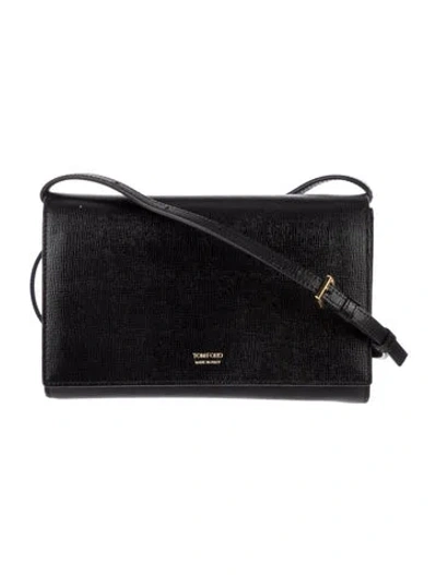 Pre-owned Tom Ford Saffiano Leather Crossbody Bag In Black