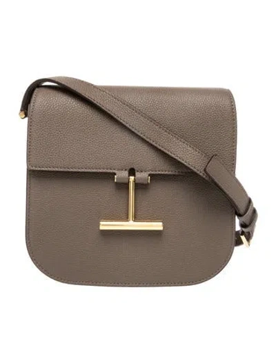 Pre-owned Tom Ford Saffiano Leather Tara Medium In Black