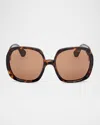 Tom Ford Saffron Acetate Round Sunglasses In Shiny Dark Havana