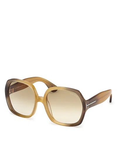 Tom Ford Saffron Square Sunglasses, 60mm In Brown