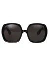Tom Ford Geometric Sunglasses In Nero Lucido / Fumo