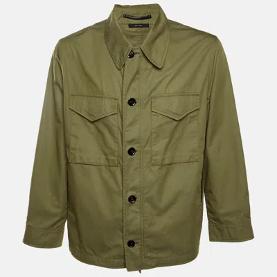 Pre-owned Tom Ford Sage Green Gabardine Zip-up Enzyme Field Jacket Xxxl