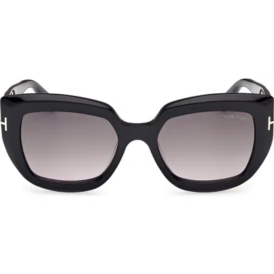 Tom Ford Saltzman 53mm Gradient Butterfly Sunglasses In Black