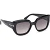 Tom Ford Saltzman Acetate Butterfly Sunglasses In Black Eco/t Logo