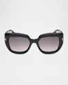 Tom Ford Saltzman Acetate Butterfly Sunglasses In Black