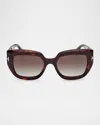 Tom Ford Saltzman Acetate Butterfly Sunglasses In Burgundy