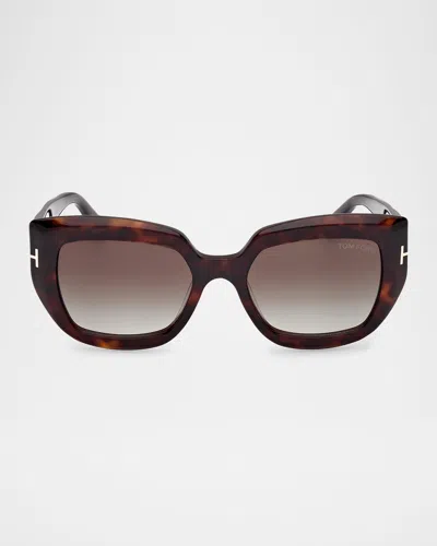 Tom Ford Saltzman Acetate Butterfly Sunglasses In Brown