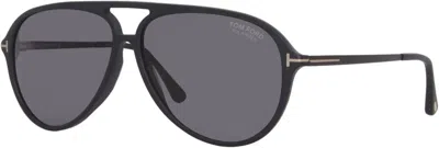 Pre-owned Tom Ford Samson Ft0909 02d Matte Black Polarized Smoke 62 Mm Men's Sunglasses In Gray