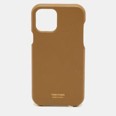 Pre-owned Tom Ford Sand Brown Leather Iphone 12 Pro Phone Cover