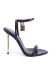Tom Ford Laminated Leather Sandals With Iconic Padlock In Blue
