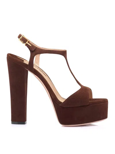 TOM FORD ANGELINA BROWN SUEDE PLATFORM SANDALS