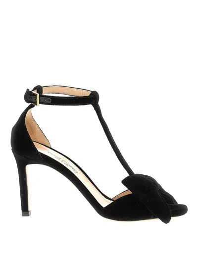 Tom Ford Black Medium Heeled Viscose Sandals With Golden Buckle
