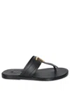 Tom Ford Brighton Leather Flip-flops In Black And Gold