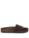 Tom Ford Brown Slides With Suede Texture And Sturdy Sole In Brown