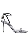 Tom Ford Metallic Sandals With High Stiletto Heel And Padlock Detail On The Ankle In Leather Woman
