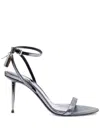 Tom Ford Metallic Sandals With High Stiletto Heel And Padlock Detail On The Ankle In Leather Woman