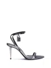 Tom Ford Metallic Sandals With High Stiletto Heel And Padlock Detail On The Ankle In Leather Woman