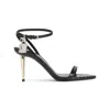 Tom Ford Semi Shiny Printed Python Sandal In Black