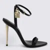 Tom Ford Black Sandals With Metal Heel And Padlock In Leather Woman In Black
