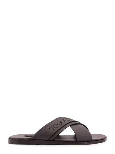 Tom Ford Man Sandals Chocolate Brown Size 9 Calfskin