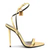Tom Ford Padlock Naked Metallic Pointy Toe Sandal In Gold