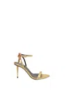 Tom Ford Padlock Metallic Leather Sandals In Gold
