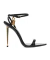 Tom Ford Black Sandals With Metal Heel And Padlock In Leather Woman In Black