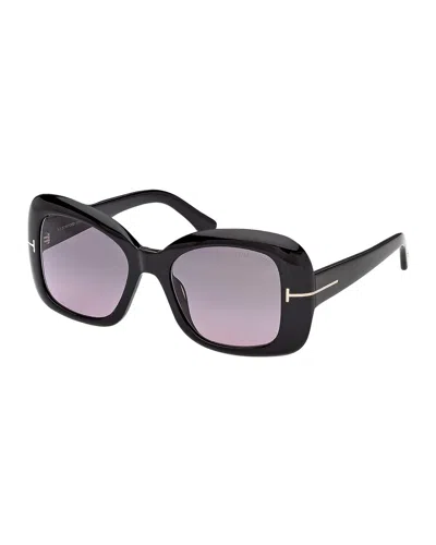 Tom Ford Sandra 52mm Square Sunglasses In Black