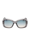 Tom Ford Sandra-02 52mm Square Sunglasses In Transparent