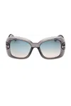 Tom Ford Sandra-02 52mm Square Sunglasses In Transparent