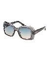 Tom Ford Sandra-02 52mm Square Sunglasses In Transparent